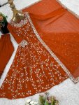 1DESIGNER GEORGETTE EMBROIDERY SEQUENCE WORK GOWN BOTTOM WITH DUPATTA WEDDING WEAR WHOLESALE PRICE ETHNIC GARMENT (3)
