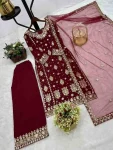 1DESIGNER GEORGETTE EMBROIDERY SEQUENCE WORK TOP PALAZZO WITH DUPATTA FESTIVE WEAR WHOLESALE PRICE ETHNIC GARMENT (6)