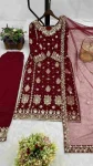 1DESIGNER GEORGETTE EMBROIDERY SEQUENCE WORK TOP PALAZZO WITH DUPATTA FESTIVE WEAR WHOLESALE PRICE ETHNIC GARMENT (6)