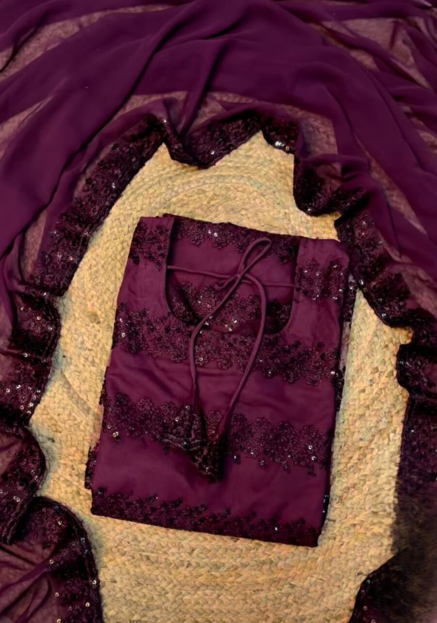 1DESIGNER GEORGETTE MULTI SEQUENCE WORK TOP WITH DUPATTA FESTIVE WEAR WHOLESALE PRICE ETHNIC GARMENT (7)