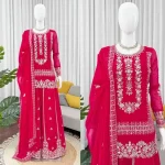 1DESIGNER GEORGETTE THREAD WITH SEQUENCE WORK TOP PALAZZO WITH DUPATTA WEDDING WEAR WHOLESALE PRICE ETHNIC GARMENT (4)
