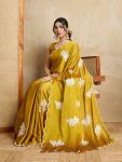 1DESIGNER RANGOLI SILK EMBROIDERY SEQUENCE WITH CUTWORK BORDER WORK SAREE WITH UNSTITCHED BLOUSE WEDDING WEAR WHOLESALE PRICE ETHNIC GARMENT (15)