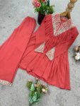 1FANCY CHINON EMBROIDERY SEQUENCE WORK TOP PALAZZO SET PARTY WEAR WHOLESALE PRICE ETHNIC GARMENT (11)