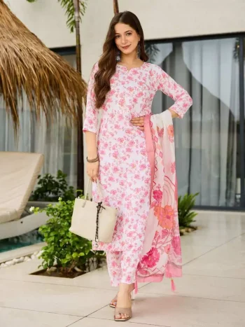 FANCY COTTON BLEND DIGITAL PRINT WORK TOP BOTTOM WITH DUPATTA BABY PINK