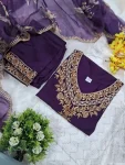 1FANCY COTTON EMBROIDERY SEQUENCE WORK TOP BOTTOM WITH DUPATTA FESTIVE WEAR WHOLESALE PRICE ETHNIC GARMENT (11)