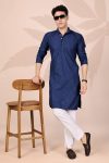 FANCY COTTON EMBROIDERY WORK MEN'S ONLY KURTA NAVY BLUE
