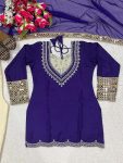 1FANCY NATURAL CREPE EMBROIDERY WITH ORIGINAL HAND MIRROR WORK TOP PALAZZO WITH DUPATTA FESTIVE WEAR WHOLESALE PRICE ETHNIC GARMENT (4)