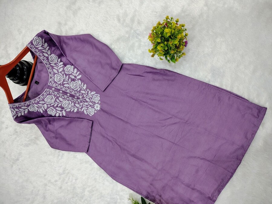 1FANCY RAYON COTTON EMBROIDERY WORK SHORT KURTI OFFICE WEAR WHOLESALE PRICE ETHNIC GARMENT (20)