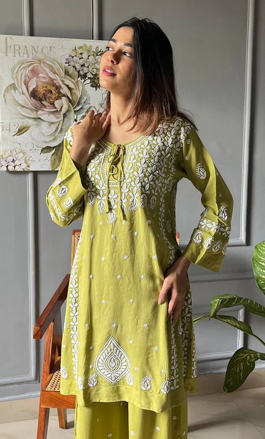 1FANCY RAYON EMBROIDERY WORK KURTI PALAZZO SET CASAUL WEAR WHOLESALE PRICE ETHNIC GARMENT (22)