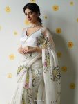 1FANCY TABBY SILK FLORAL PRINT WITH BEADS, SEQUENCE AND CUT DANA HANDWORK SAREE WITH UNSTITCHED BLOUSE PARTY WEAR WHOLESALE PRICE ETHNIC GARMENT (13)