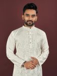 1FANCY VISCOSE SILK EMBROIDERY SEQUENCE WORK MEN’S KURTA PAYJAMA FESTIVE WEAR WHOLESALE PRICE ETHNIC GARMENT (26)