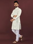 1FANCY VISCOSE SILK EMBROIDERY SEQUENCE WORK MEN’S KURTA PAYJAMA FESTIVE WEAR WHOLESALE PRICE ETHNIC GARMENT (26)