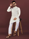 1FANCY VISCOSE SILK EMBROIDERY SEQUENCE WORK MEN’S KURTA PAYJAMA FESTIVE WEAR WHOLESALE PRICE ETHNIC GARMENT (26)