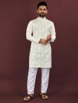 1FANCY VISCOSE SILK EMBROIDERY SEQUENCE WORK MEN’S KURTA PAYJAMA FESTIVE WEAR WHOLESALE PRICE ETHNIC GARMENT (26)