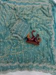 1LATEST SPACE SILK BEADS AND SEQUENCE EMBROIDERY WORK SAREE WITH UNSTITCHED BLOUSE PARTY WEAR WHOLESALE PRICE ETHNIC GARMENT (5)