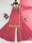 1MODERN GEORGETTE BEADS WITH THREAD & SEQUENCE WORK TOP SHARARA WITH DUPATTA PARTY WEAR WHOLESALE PRICE ETHNIC GARMENT (2)