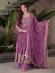 1MODERN GEORGETTE EMBROIDERY & SEQUENCE WORK GOWN PALAZZO WITH DUPATTA WEDDING WEAR WHOLESALE PRICE ETHNIC GARMENT (8)