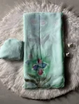 1MODERN GEORGETTE HANDPAINT FLOWER PRINT PANEL WORK WITH CUT DANA HANDWORK SAREE WITH UNSTITCHED BLOUSE PARTY WEAR WHOLESALE PRICE ETHNIC GARMENT (8)