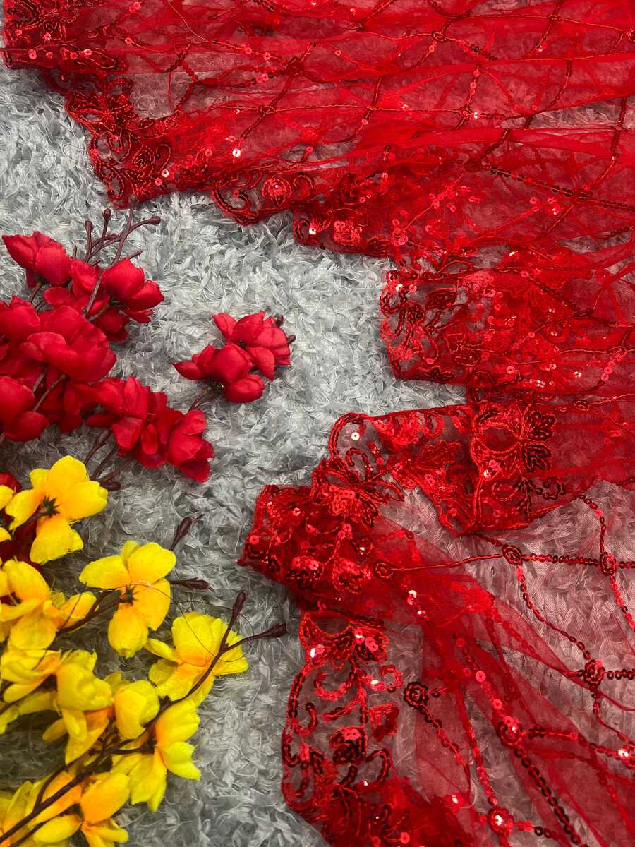 1MODERN NET SEQUENCE EMBROIDERY WORK WITH CUT BORDER WORK SAREE WITH UNSTITCHED BLOUSE PARTY WEAR WHOLESALE PRICE ETHNIC GARMENT (17)