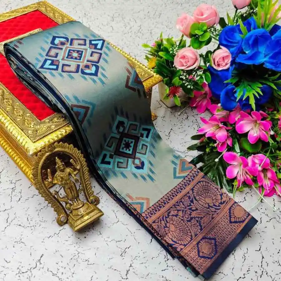 1NEW ARRIVAL BANARASI SILK FLOWERS AND MINA WITH ZARI WEAVING BORDER WORK SAREE WITH UNSTITCHED BLOUSE FESTIVE WEAR WHOLESALE PRICE ETHNIC GARMENT (8)