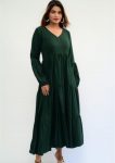 NEW ARRIVAL DELTA SILK 3 LAYERD STITCHED GOWN GREEN