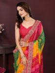 1NEW ARRIVAL GEORGETTE DIGITAL PRINT WITH EMBROIDERY WORK BORDER WORK SAREE WITH UNSTITCHED BLOUSE FESTIVE WEAR WHOLESALE PRICE ETHNIC GARMENT (4)