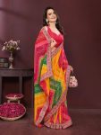 1NEW ARRIVAL GEORGETTE DIGITAL PRINT WITH EMBROIDERY WORK BORDER WORK SAREE WITH UNSTITCHED BLOUSE FESTIVE WEAR WHOLESALE PRICE ETHNIC GARMENT (4)