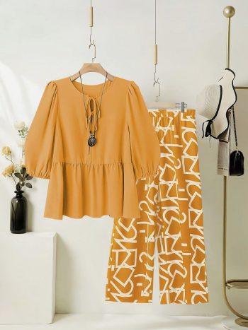 NEW ARRIVAL RAYON DIGITAL PRINT WORK TOP PALAZZO SET YELLOW