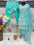 1NEW ARRIVAL TWILL NET CHAIN WORK TOP BOTTOM WITH DUPATTA FESTIVE WEAR WHOLESALE PRICE ETHNIC GARMENT (21)