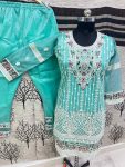 1NEW ARRIVAL TWILL NET CHAIN WORK TOP BOTTOM WITH DUPATTA FESTIVE WEAR WHOLESALE PRICE ETHNIC GARMENT (21)