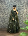 1NEW ARRIVAL VELVET WITH TISSUE NET EMBROIDERY WORK GOWN WITH DUPATTA FESTIVE WEAR WHOLESALE PRICE ETHNIC GARMENT (14)