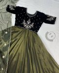 1NEW ARRIVAL VELVET WITH TISSUE NET EMBROIDERY WORK GOWN WITH DUPATTA FESTIVE WEAR WHOLESALE PRICE ETHNIC GARMENT (14)