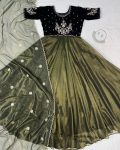 1NEW ARRIVAL VELVET WITH TISSUE NET EMBROIDERY WORK GOWN WITH DUPATTA FESTIVE WEAR WHOLESALE PRICE ETHNIC GARMENT (14)
