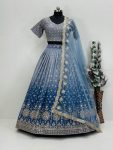 1RICH LOOK GEORGETTE DIGITAL PRINT WITH HEAVY EMBROIDERY SEQUNCE WORK LEHENGA CHOLI WITH DUPATTA WEDDING WEAR WHOLESALE PRICE ETHNIC GARMENT (17)
