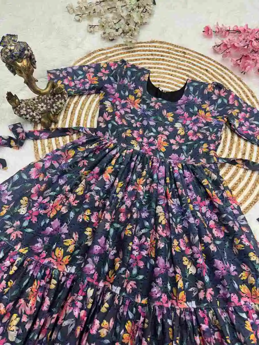 1RICH LOOK HAKOBA COTTON PRINT WORK ONE PIECE DAILY WEAR WHOLESALE PRICE ETHNIC GARMENT (11)