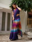 RICH LOOK LINEN COTTON DIGITAL PRINTED WORK SAREE WITH UNSTITCHED BLOUSE MULTI