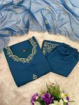 1RICH LOOK ROMAN SILK EMBROIDERY WORK TOP BOTTOM WITH DUPATTA FESTIVE WEAR WHOLESALE PRICE ETHNIC GARMENT (18)