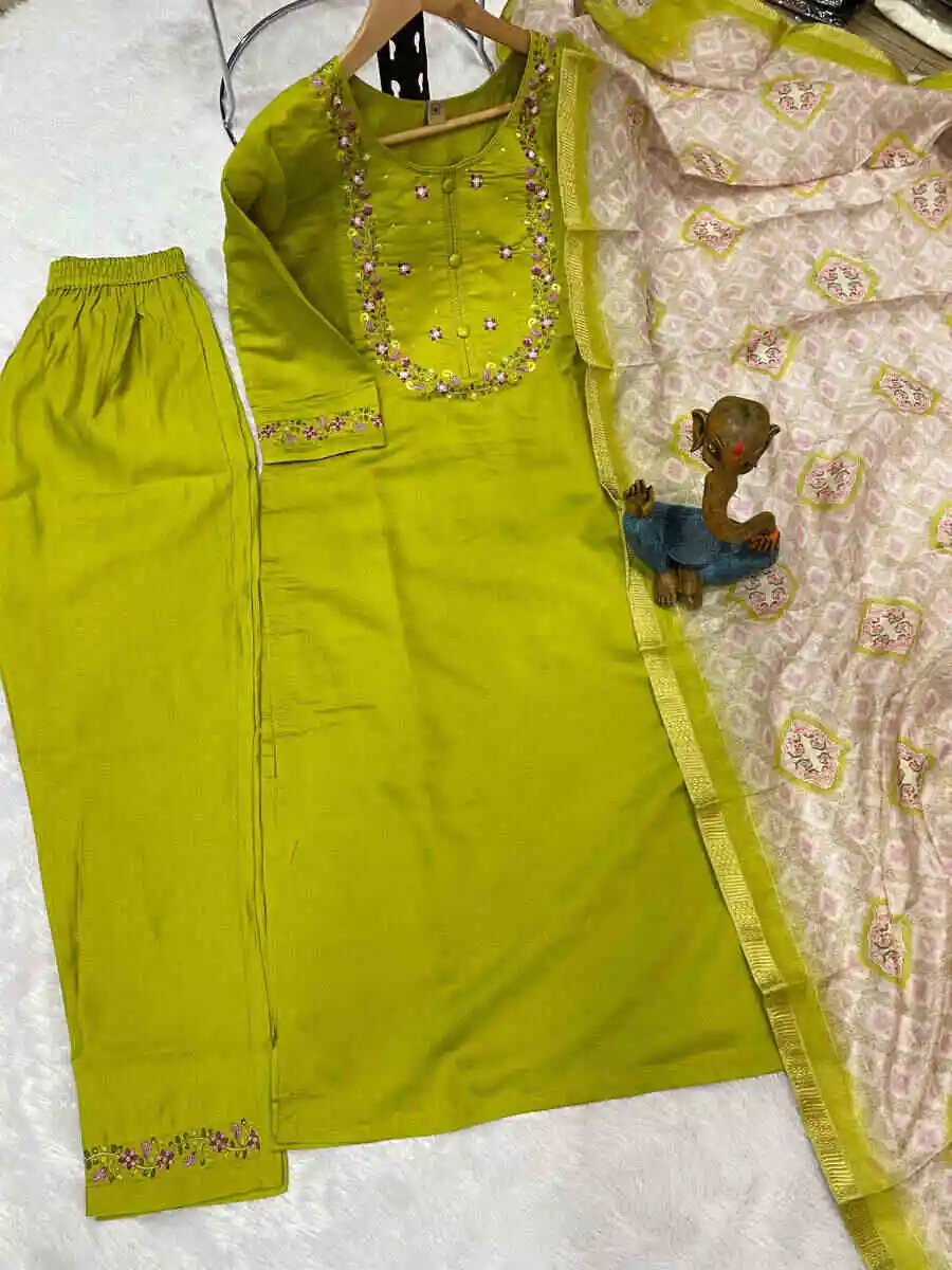 21DESIGNER MARINA SILK MULTI EMBROIDERY THREAD WITH HAND WORK TOP BOTTOM WITH DUPATTA FESTIVE WEAR WHOLESALE PRICE ETHNIC GARMENT (14)