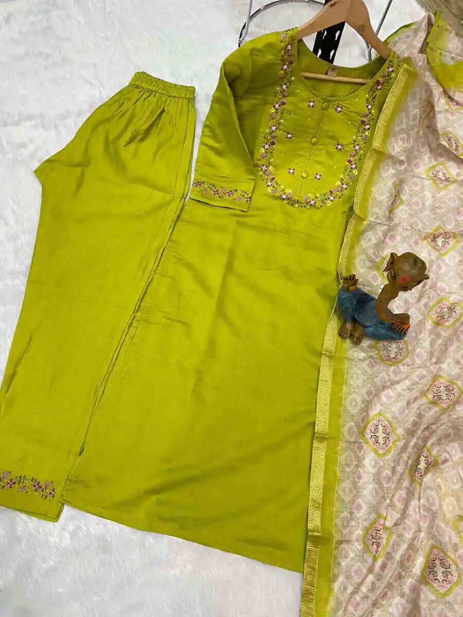 21DESIGNER MARINA SILK MULTI EMBROIDERY THREAD WITH HAND WORK TOP BOTTOM WITH DUPATTA FESTIVE WEAR WHOLESALE PRICE ETHNIC GARMENT (15)