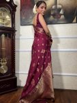 2ATTRACTIVE LICHI SILK JACQUARD WORK SAREE WITH UNSTITCHED BLOUSE FESTIVE WEAR WHOLESALE PRICE ETHNIC GARMENT (16)