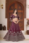 DESIGNER CHINON SILK SEQUENCE AND ZARI EMBROIDERY WORK LEHENGA CHOLI WITH DUPATTA MAROON