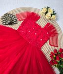 2DESIGNER SOFT NET FABRIC WITH DESIGNER NET WORK MIDI DRESS PARTY WEAR WHOLESALE PRICE ETHNIC GARMENT (30)