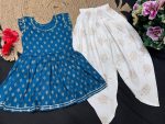 2FANCY 14KG RAYON FOIL PRINT AND LACE WORK KID’S TOP AND DHOTI SET FESTIVE WEAR WHOLESALE PRICE ETHNIC GARMENT(40)