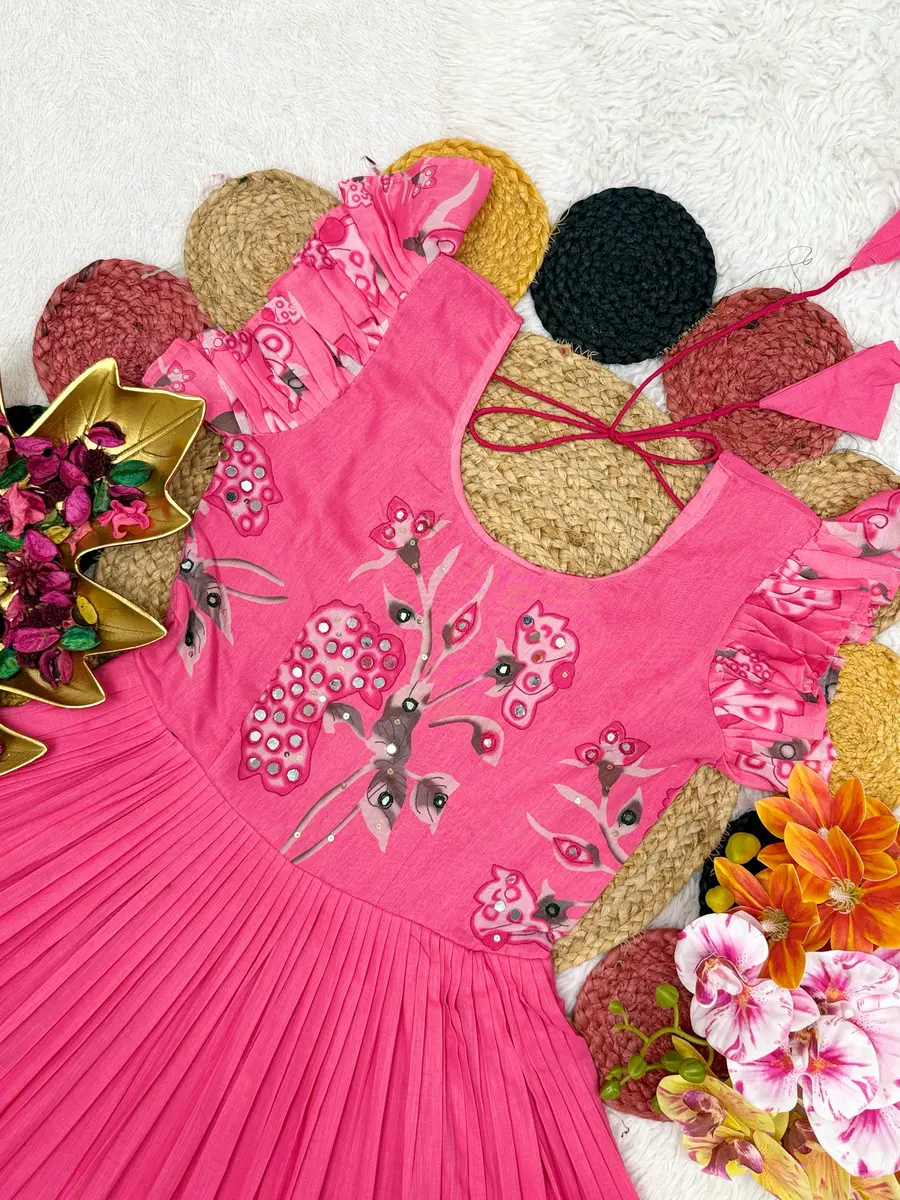 2FANCY MUL MUL COTTON PRINTED WITH MAGGAM WORK ONE PIECE PARTY WEAR WHOLESALE PRICE ETHNIC GARMENT (8)