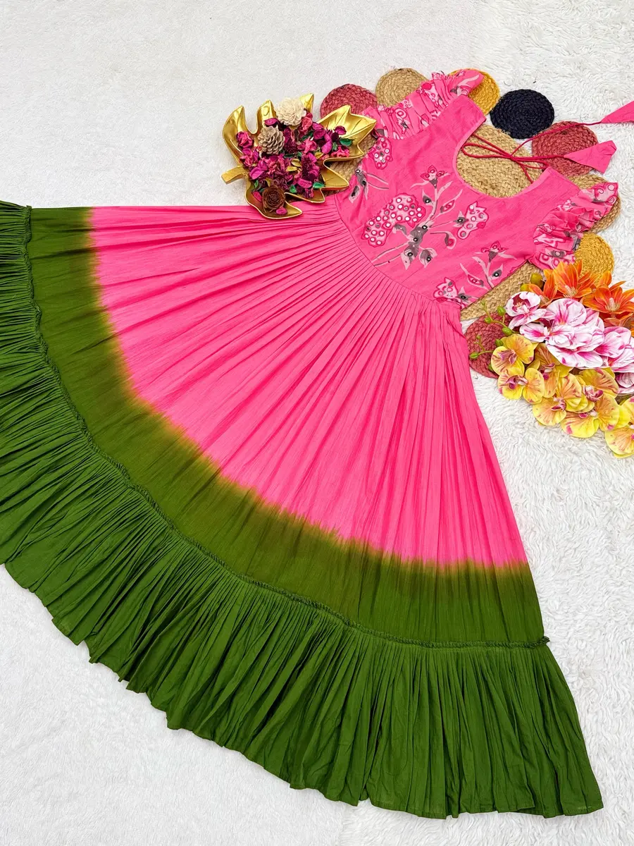 2FANCY MUL MUL COTTON PRINTED WITH MAGGAM WORK ONE PIECE PARTY WEAR WHOLESALE PRICE ETHNIC GARMENT (9)