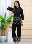 FANCY RAYON SILK EMBROIDERY WORK CO-ORD SET BLACK