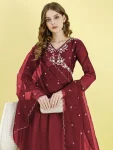 2FANCY VICHITRA SILK EMBROIDERY WORK TOP BOTTOM WITH DUPATTA FESTIVE WEAR WHOLESALE PRICE ETHNIC GARMENT (27)