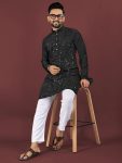 2FANCY VISCOSE SILK EMBROIDERY SEQUENCE WORK MEN’S KURTA PAYJAMA FESTIVE WEAR WHOLESALE PRICE ETHNIC GARMENT (7)