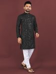 2FANCY VISCOSE SILK EMBROIDERY SEQUENCE WORK MEN’S KURTA PAYJAMA FESTIVE WEAR WHOLESALE PRICE ETHNIC GARMENT (7)
