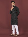 2FANCY VISCOSE SILK EMBROIDERY SEQUENCE WORK MEN’S KURTA PAYJAMA FESTIVE WEAR WHOLESALE PRICE ETHNIC GARMENT (7)